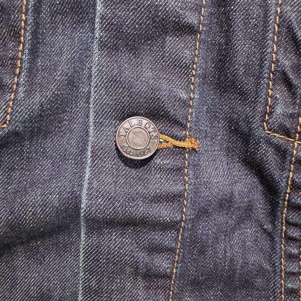 Talbots Big Patch Jean Jacket‎ Women Sz Petite Large LP Dark Blue Denim Stretch - Picture 3 of 16